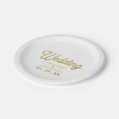 Assiettes En Carton Minimaliste - Blanc & Or - Mariage (Angle)