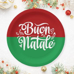 Assiettes En Carton Minimaliste Buon Natale Italien Joyeux Noël