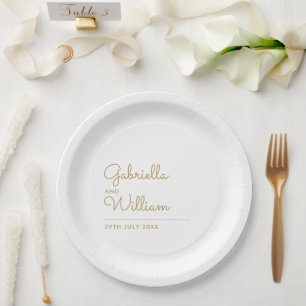 Assiettes En Carton Minimaliste Élégant Moderne Écriture Dorée