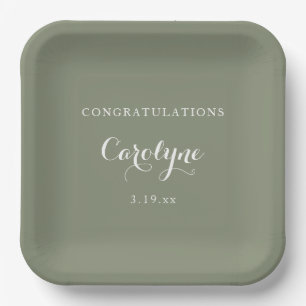 Assiettes En Carton Minimaliste Moderne Vert Sauge Diplômé