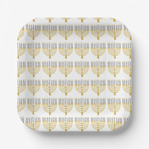 Assiettes En Carton Minorah Festive Hanoukka bougies Élégant Motif