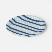 Assiettes En Carton Mint Bleu et rayures de marine Chevron Motif (Angle)