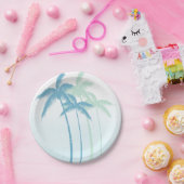 Assiettes En Carton Mint Blue Tropical Palm Trees Ombre (Fête)