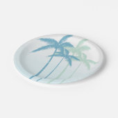 Assiettes En Carton Mint Blue Tropical Palm Trees Ombre (Angle)