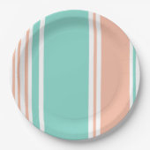 Assiettes En Carton Mint Green et Peach Modern Strips (Devant)