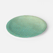 Assiettes En Carton Mint Green Gold Glam Chevron Ombre (Angle)