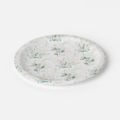 Assiettes En Carton Mint Green Pastel Floral Greenery Motif (Angle)