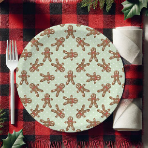 Assiettes En Carton Mint Green Polka Dot Gingbread Homme Noël