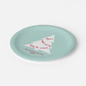 Assiettes En Carton Mint Green White Christmas Tree Nom Fête (Angle)