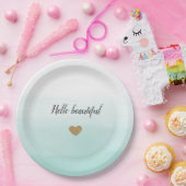 Assiettes En Carton Mint Ombre Gold Parties scintillant Coeur personna (Fête)