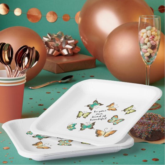 Assiettes En Carton Mint Soyez Vos Propres Beaux Papillons (Multi)