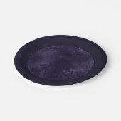 Assiettes En Carton Minuit Indigo Romance | Satiny Grunge Damask (Angle)