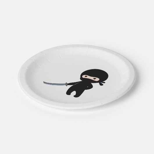 Assiettes En Carton Minuscule Ninja en colère (Angle)