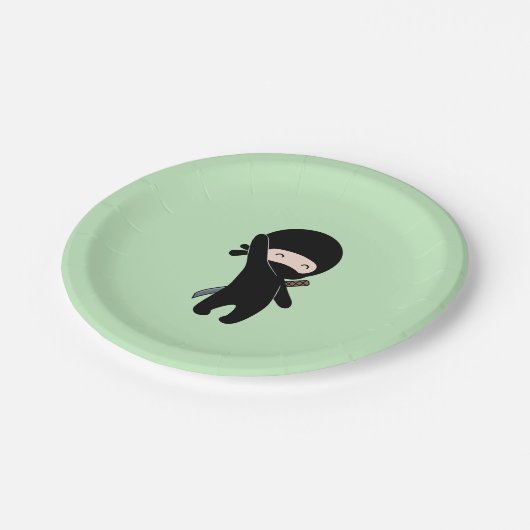 Assiettes En Carton Minuscule Ninja vert (Angle)