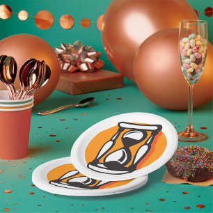 Assiettes En Carton Minuteur Sablier Rétro Temps Minimaliste