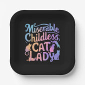 Assiettes En Carton Misérable chatte sans enfant dame (Recto)