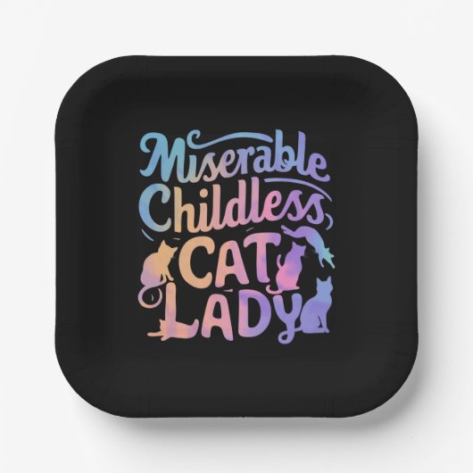 Assiettes En Carton Misérable chatte sans enfant dame (Recto)