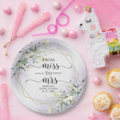 Assiettes En Carton Miss à Mrs Greenery Geometric Shower de Mariage (Fête)