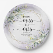 Assiettes En Carton Miss à Mrs Greenery Geometric Shower de Mariage (Devant)