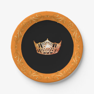 Assiettes En Carton Miss America Orange Crown 7" Plaques en papier