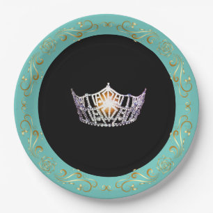 Assiettes En Carton Miss America Turquoise Plaques de papier de couron