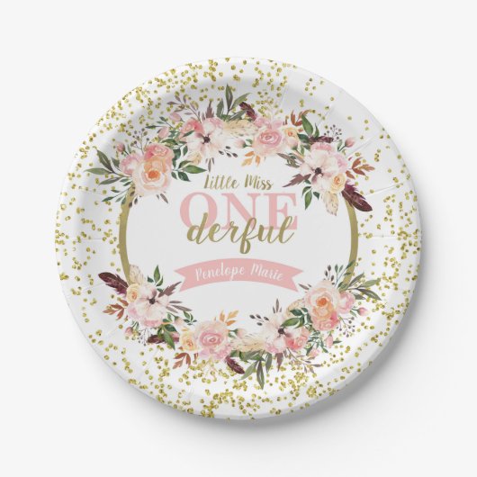 Assiettes En Carton Miss ONEderful Birthday Plates (Devant)