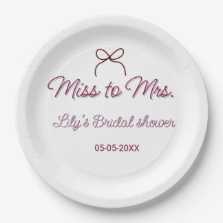 Assiettes En Carton Miss to Mrs enterrement de vie de jeune fille ajou