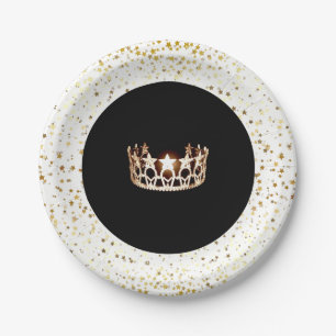 Assiettes En Carton Miss USA Crown Party Papier Plaques-Or Etoiles Bla