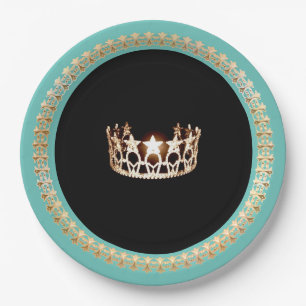 Assiettes En Carton Miss USA Turquoise Plaques en papier 9"