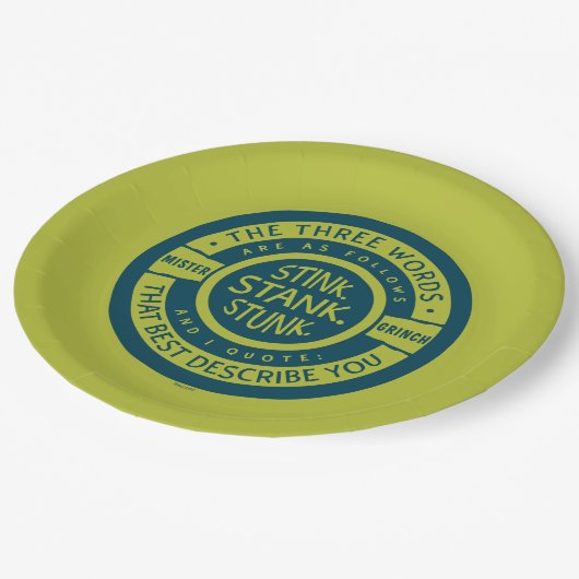 Assiettes En Carton Mister Grinch | Citation Stink Stank Stunk (Angle)