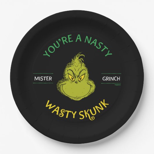 Assiettes En Carton Mister Grinch | Vous êtes un sale con (Devant)