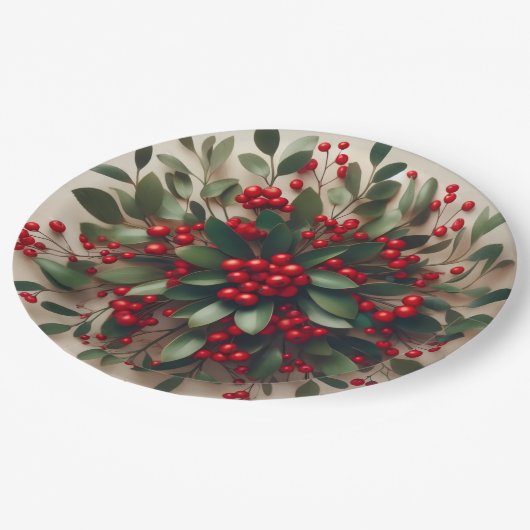 Assiettes En Carton Mistletoe (Angle)