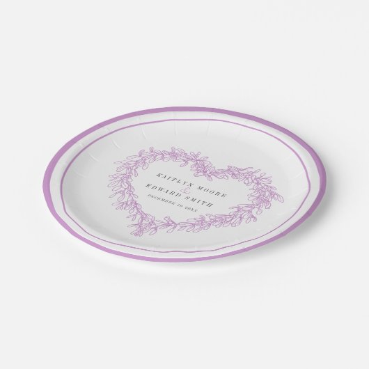 Assiettes En Carton Mistletoe art violet gris blanc mariage d'hiver (Angle)