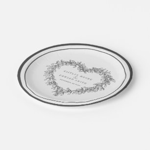 Assiettes En Carton Mistletoe ligne art gris blanc mariage d'hiver