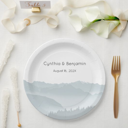 Assiettes En Carton Misty Mountains Range Mariage personnalisé (Mariage)