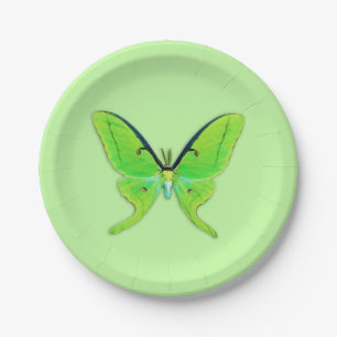 Assiettes En Carton Mite de Luna - vert de chaux sur un pâle - arriè