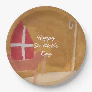 Assiettes En Carton Mitre drôle d'aquarelle de Sinterklaas de jour de