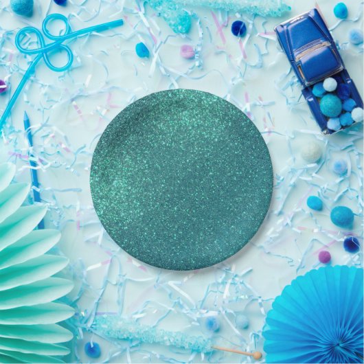 Assiettes En Carton Mitter Chic Elegant Teal Blue Sparkly (Fête)