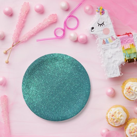 Assiettes En Carton Mitter Chic Elegant Teal Blue Sparkly (Fête)