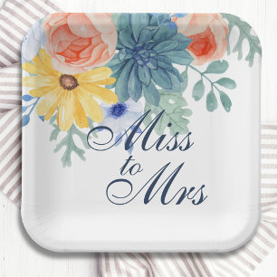 Assiettes En Carton Mlle À Mme Floral Succulent Fête des mariées Macar