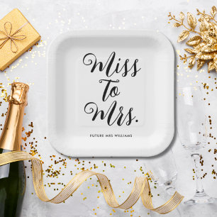 Assiettes En Carton Mlle à Mme Modern Fête des mariées Bachelorette