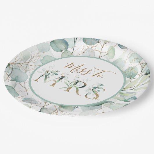 Assiettes En Carton Mlle À Mme Plaques Papier Eucalyptus Fête des mari (Angle)