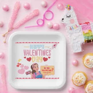 Assiettes En Carton Mme Rachel Thème Valentine's Day Papier Plaque