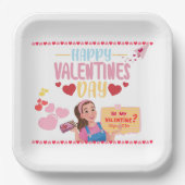Assiettes En Carton Mme Rachel Thème Valentine's Day Papier Plaque (Recto)