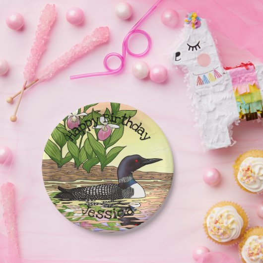 Assiettes En Carton MN State Bird Flower Loon Lady Slipper (Fête)