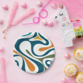 Assiettes En Carton Mod Swirl Trippy Retro Moderne Motif Abstrait (Fête)