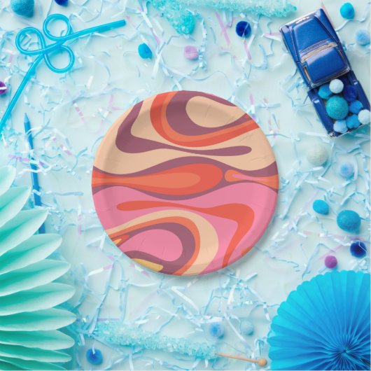 Assiettes En Carton Mod Thang Trippy Retro Moderne Motif Abstrait (Fête)