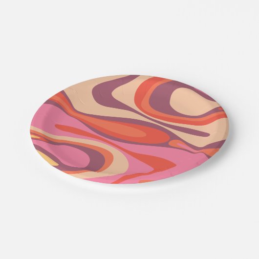 Assiettes En Carton Mod Thang Trippy Retro Moderne Motif Abstrait (Angle)