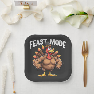 Assiettes En Carton Mode fête Drôle Thanksgiving Turquie Fitness Repas