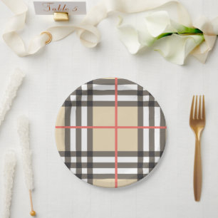 Assiettes En Carton Mode géométrique écossaise motif
